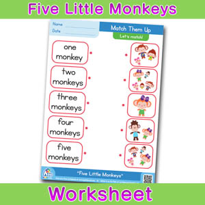 Five Littke Monkeys Worksheets Matching Time 3