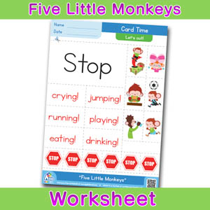 Five Little Monkeys Card Time Worksheets