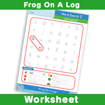 Frog On A Log - Wordsearch 2
