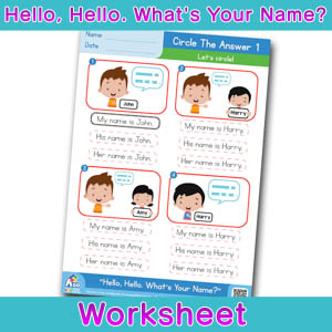 Hello Whats Your Name Worksheet circle the answer 1