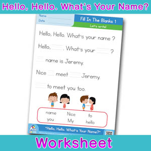 Hello Whats Your Name Worksheet fill in the blanks 1