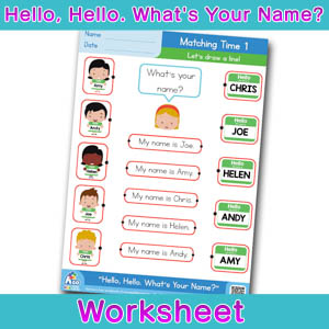 Hello Whats Your Name Worksheet matching time 1