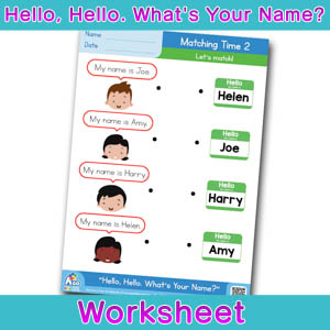 Hello Whats Your Name Worksheet matching time 2