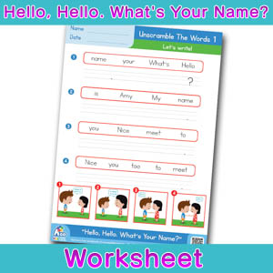 Hello Whats Your Name Worksheet unscramble the words 1