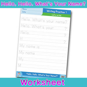 Hello Whats Your Name Worksheet writing practice 1