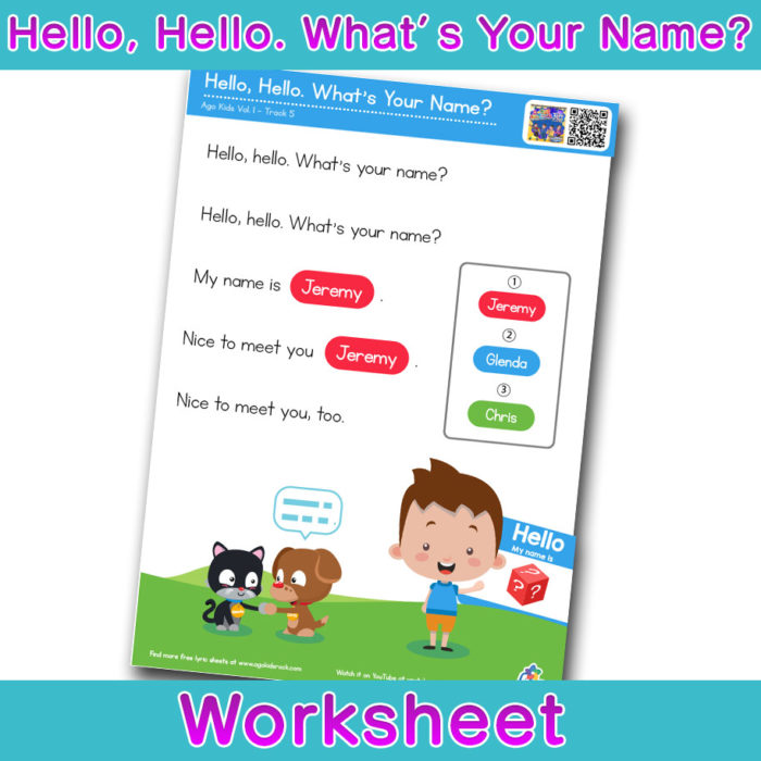 hello hello what s your name free esl worksheet song lyrics card bingobongo