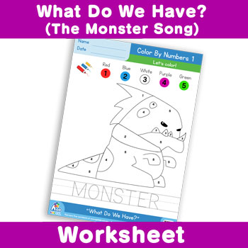 What Do We Have? (The Monster Song) Worksheet - Color By Numbers 1