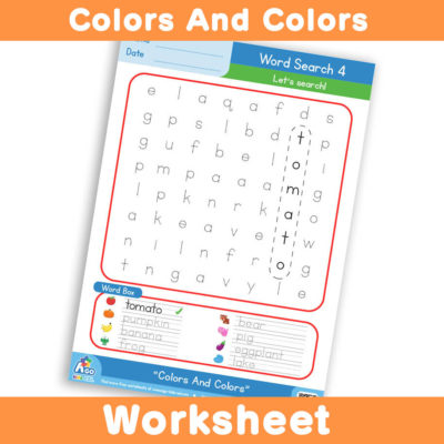 Free Colors And Colors Worksheet - Word Search 4