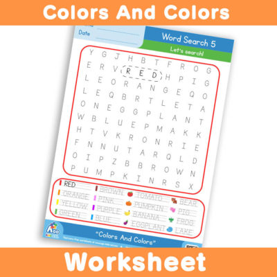 Free Colors And Colors Worksheet - Word Search 5