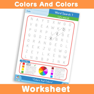Free Colors And Colors Worksheet - Word Search 1