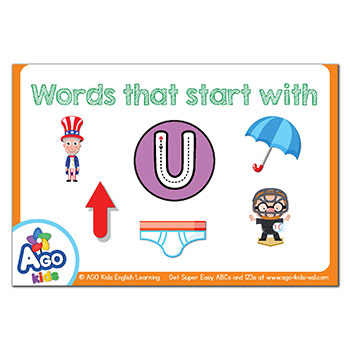 Free Alphabet Flashcards For Words That Start With The Letter U Bingobongo