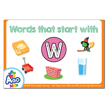 Free Alphabet Flashcards For Words That Start With The Letter W Bingobongo