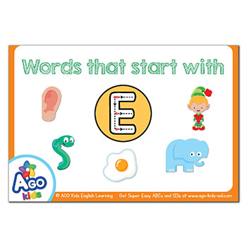 Free Alphabet Flashcards For Words That Start With The Letter E Bingobongo
