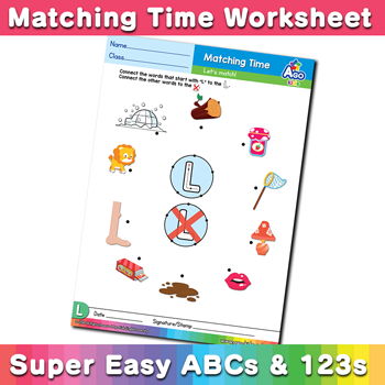 Words that start with L Phonics Matching Time
