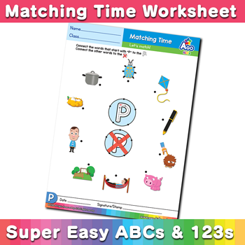 Words that start with P Phonics Matching Time