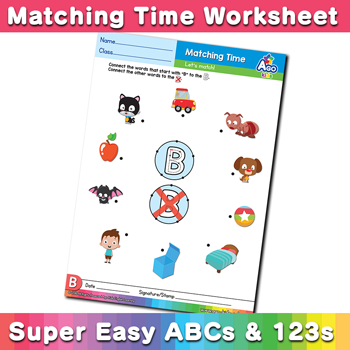 Words that start with B Phonics Matching Time