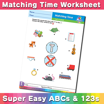 Words that start with T Phonics Matching Time