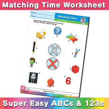 Words Starting With X Simple Phonics Matching Time Free Esl Worksheet Bingobongo