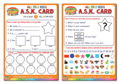 BINGOBONGO Free ESL EFL Profile Card A.S.K.