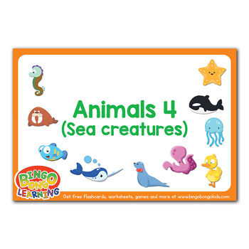 Animals Set 4 Sea Creatures Free Esl Flashcard Pack Bingobongo