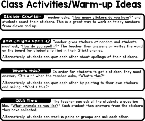 BINGOBONGO Sticktionaries Warmup Ideas ABC 2