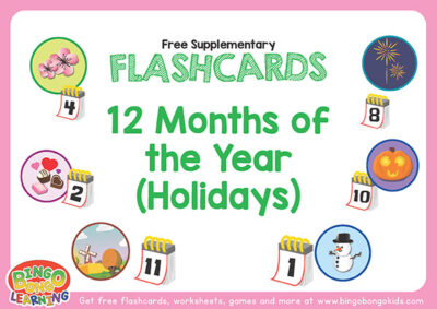 Months of the Year Flashcards Holidays