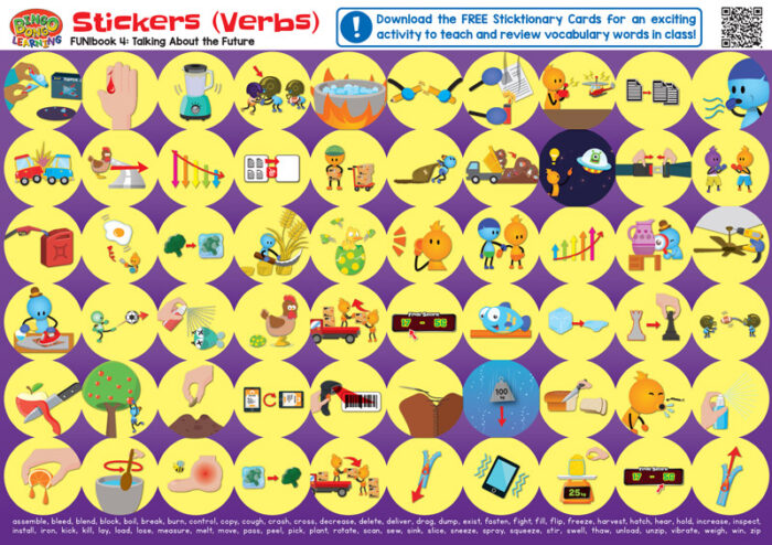 Sticktionaries | Free download | Verbs 3 Level 2 (FUN!book 4) – BINGOBONGO